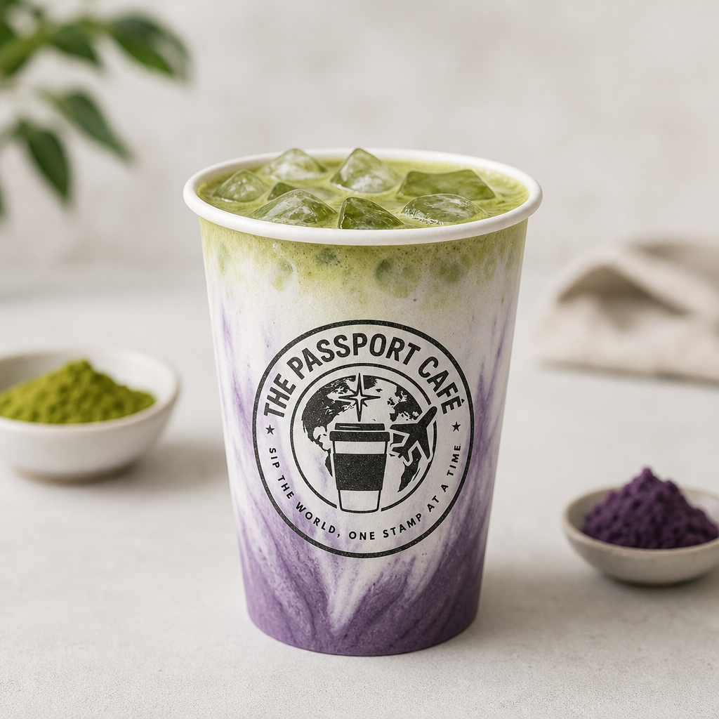 Ube Matcha at The Passport Cafe