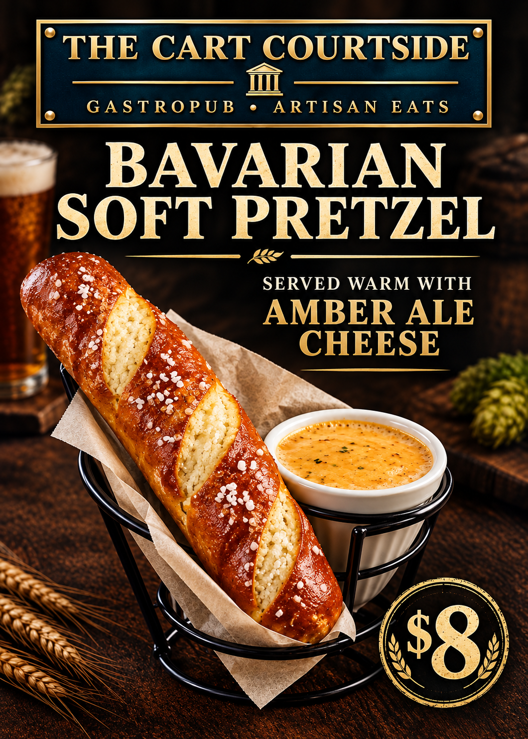Bavarian Soft Pretzel w/Amber Ale Cheese🧀🥨 from The Cart Courtside