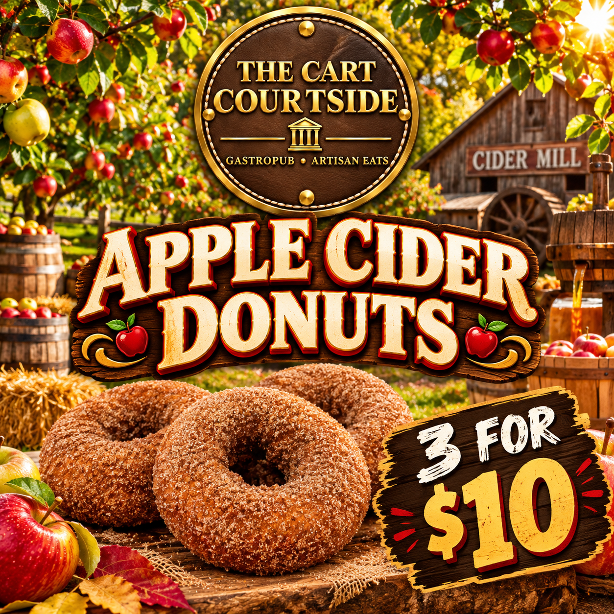 Apple Cider Doughnuts 3pack🍎🍏🍎 from The Cart Courtside